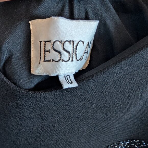 Jessica Vintage Black Beaded Maxi Slip dress Size 10 Whimsigoth 90s Side Slits - Picture 6 of 6